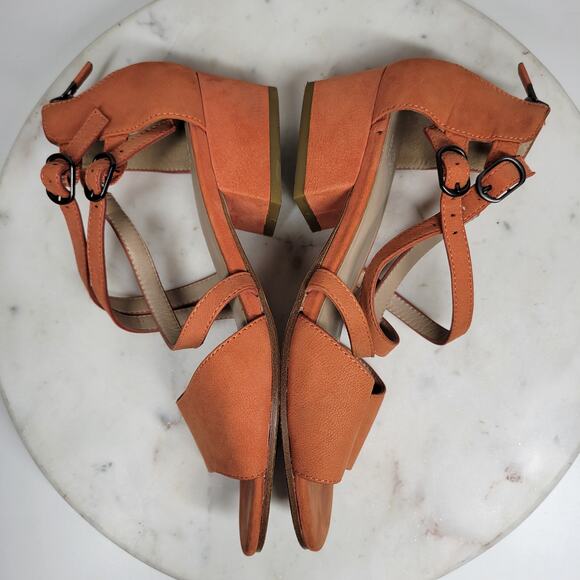 Eileen Fisher Kyra Sandals Womens 6 Nubuck Suede Square Block Heel Double Straps - Picture 10 of 16